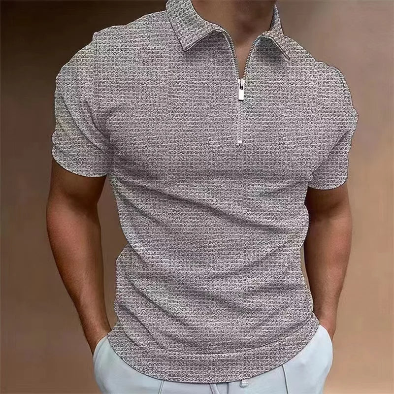 Herr zip polo shirt - modern kortärmad topp för vardagsbruk