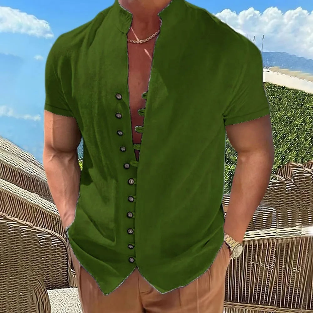 Herrskjorta med kort ärm - modern casual stil för vår och sommar, lättviktsmaterial