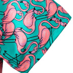 Herrkortärmad skjorta med tropisk flamingotryck - grön avslappnad klädsel för sommarens evenemang