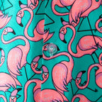 Herrkortärmad skjorta med tropisk flamingotryck - grön avslappnad klädsel för sommarens evenemang