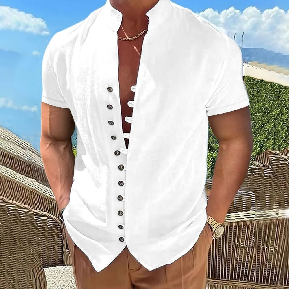 Herrskjorta med kort ärm - modern casual stil för vår och sommar, lättviktsmaterial