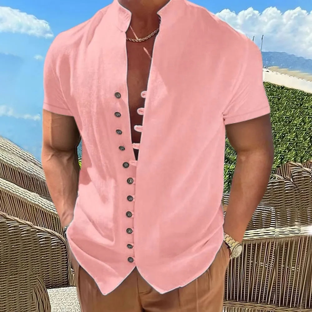 Herrskjorta med kort ärm - modern casual stil för vår och sommar, lättviktsmaterial