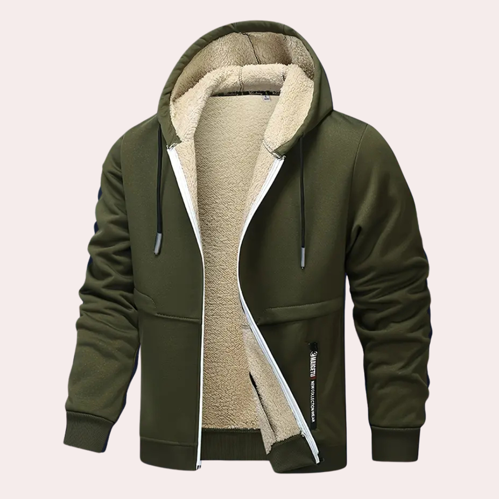 Herrarnas mysiga fleece-fodrade zip-up hoodie – perfekt för vardag