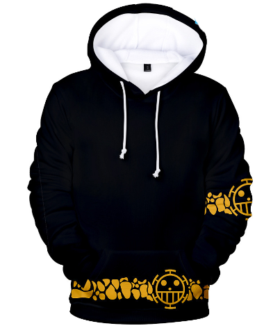 Herr anime hoodie – svart tröja med unik One Piece-design